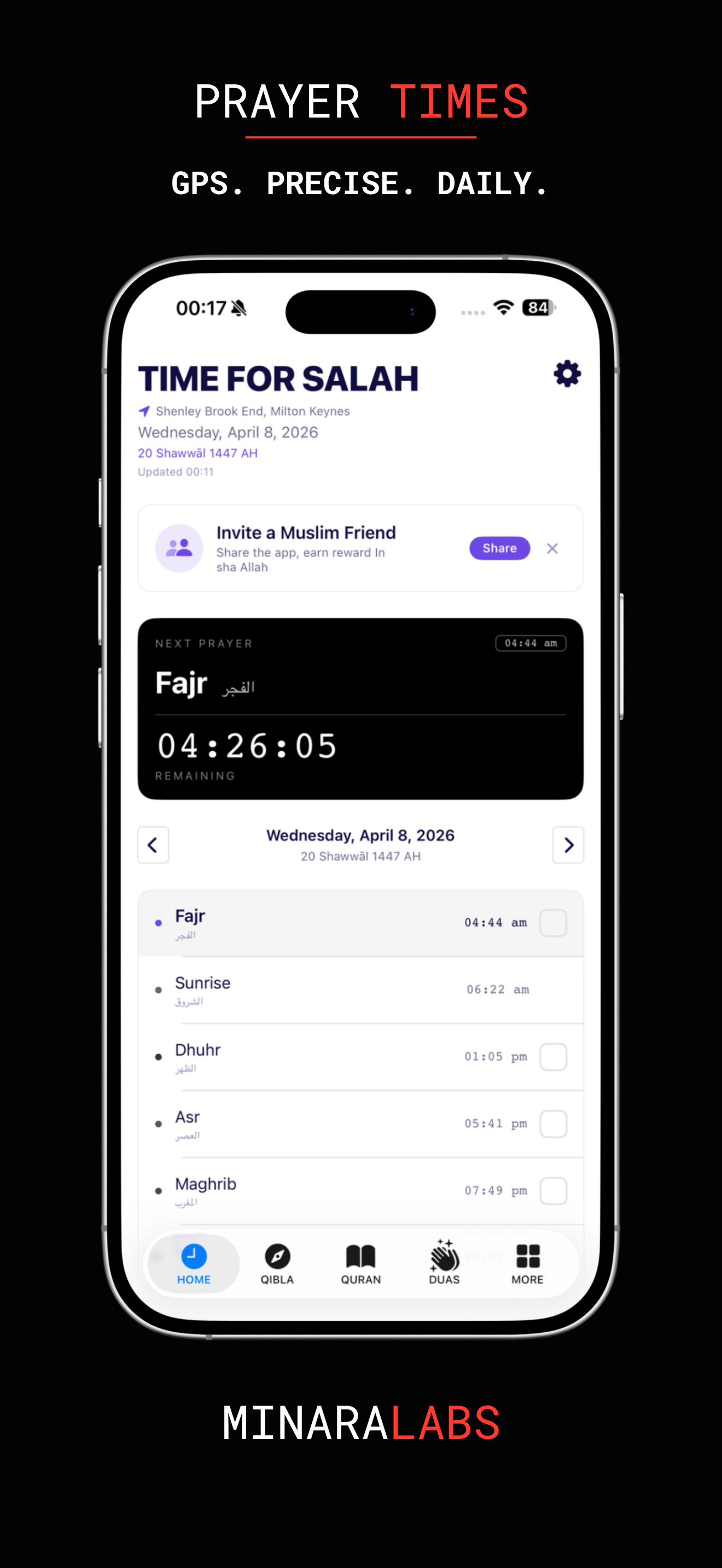 Home Screen — Prayer Times